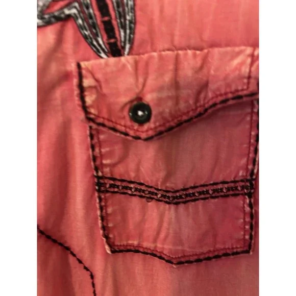 Roar Signature Embroidered Front & Back Shirt Mens XL Red LS ButtonUp Y2k - Picture 5 of 11
